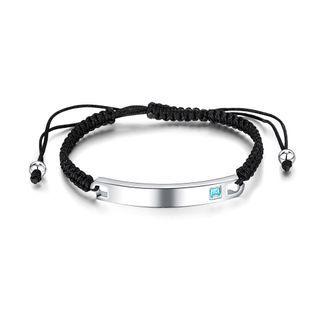 Fashion And Simple 316l Stainless Steel Geometric Bar Bracelet With Blue Cubic Zirconia Silver - One Size