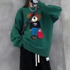 Bear Print Round Neck Sweater