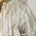 Eyelet Drawstring V-neck Crop Shirt