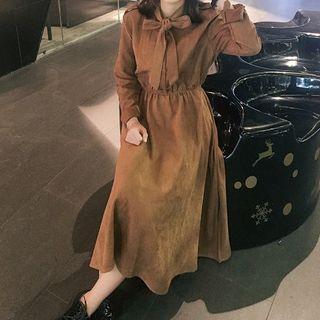 Bow Accent Long Sleeve Midi Dress