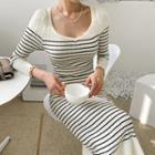 Striped Knitted Long Bodycon Dress