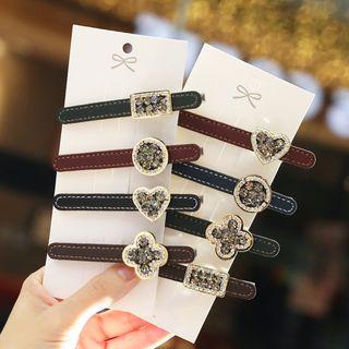 Embellished Faux Leather Hair Clip