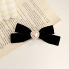 Heart Bow Hair Clip 1 Pc - White & Black - One Size