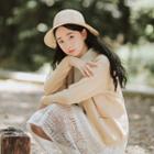 Dual-pocket Open-front Cardigan Almond - One Size
