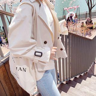 Flap-front Double-breasted Trench Jacket Ivory - One Size