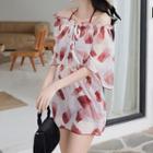 Swim Set: Elbow-sleeve Cover-up + Bikini Top + Bottom