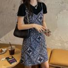 Short-sleeve T-shirt / Spaghetti Strap Paisley Print Dress