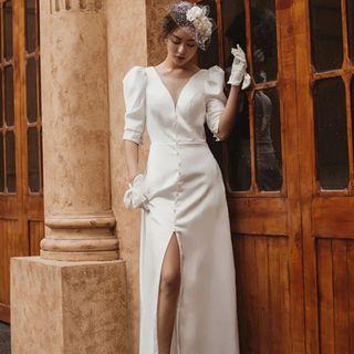 Elbow-sleeve Slit Sheath Cocktail Dress (various Designs)