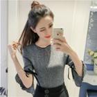Fluted 3/4-sleeve Knit Top