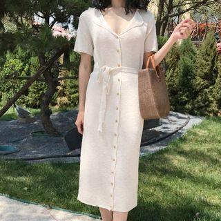 Short-sleeve Midi Knit Dress