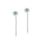 Simple And Fashion Coconut Fringe Earrings With Green Cubic Zirconia Silver - One Size