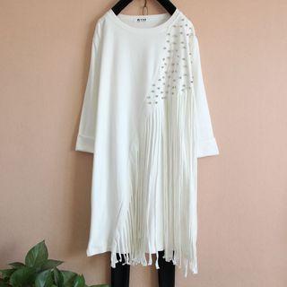 Long-sleeve Fringe T-shirt Dress