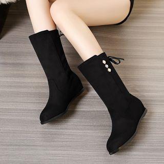 Buttoned Mid Calf Boots