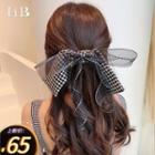 Houndstooth Mesh Bow Hair Clip 1 Pc - Houndstooth Mesh Bow Hair Clip - Black & White - One Size