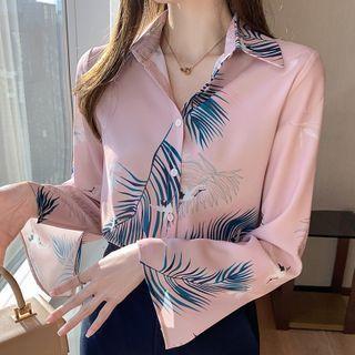 Bell-sleeve Print Chiffon Shirt