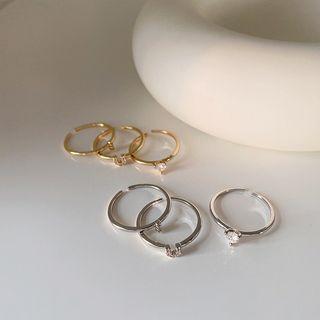 Set Of 3: Rhinestone / Alloy Open Ring (various Designs)