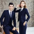 Couple Matching Single-button Blazer / Dress Pants / V-neck Vest / Plain Shirt / Pencil Skirt / Set