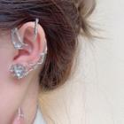 Heart Rhinestone Claw Alloy Earring 1 Pc - D874-1 - Silver - One Size
