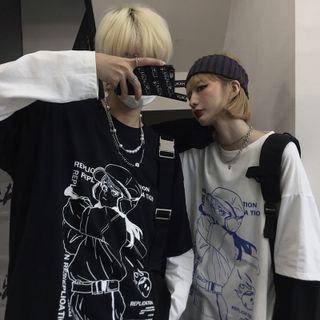 Mock Two-piece Print T-shirt (various Designs)