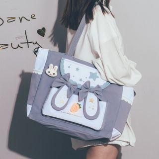 Two-tone Star Print Crossbody Tote Bag