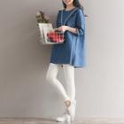 3/4-sleeve Frilled Denim Tunic