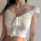 Bow Detail Cap-sleeve T-shirt