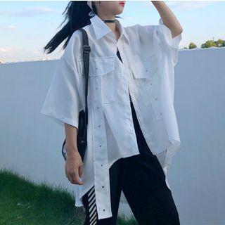 3/4-sleeve Grommet Dip Back Shirt