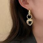 Heart Alloy Dangle Earring 1 Pair - Gold & Black - One Size