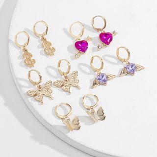 Set: Rhinestone / Alloy Dangle Earring (assorted Designs) Set Of 10 - 1221 - Gold - One Size