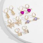 Set: Rhinestone / Alloy Dangle Earring (assorted Designs) Set Of 10 - 1221 - Gold - One Size