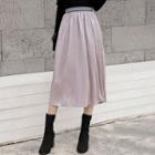 Midi A-line Skirt Light Purple - One Size