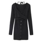 Off-shoulder Mock Two-piece Bodycon Dress