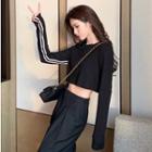 Cropped Long-sleeve Top Black - One Size