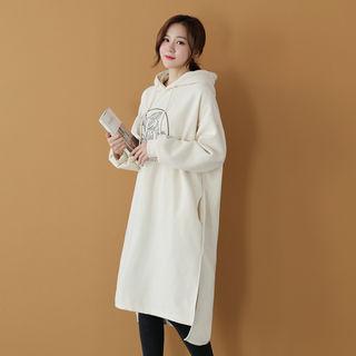 Brushed-fleece Lined Printed Hoodie Dress