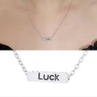 Lettering Bar Pendant Alloy Necklace Silver - One Size