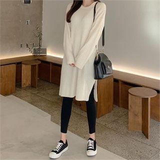 Slit-side Rib-knit Dress