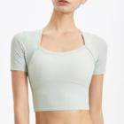 Short-sleeve Ribbed Crop Sports T-shirt