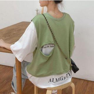Mock Two-piece Letter T-shirt