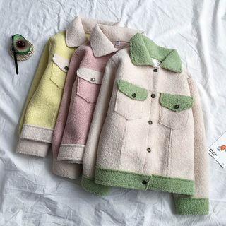 Faux Shearling Collared Buttoned Jacket