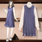 Blouse / Knit Ruffle Hem Overall Dress / Set
