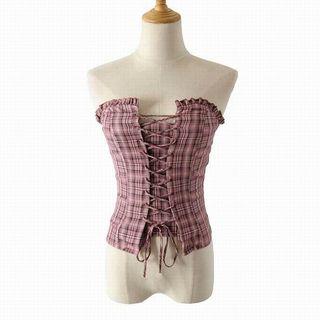 Frill Trim Lace-up Tube Top