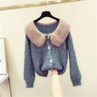 Color-block Collar Oversize Cardigan