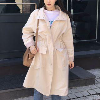 Snap-button Layered Back-panel Trench Coat