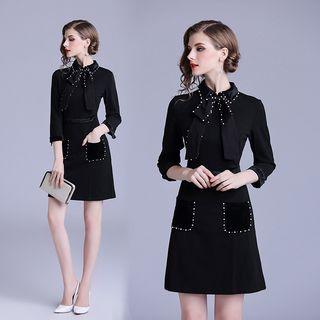 3/4-sleeve Mini A-line Dress