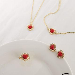 Faux Pearl Heart Earring / Bracelet / Ring / Pendant Necklace