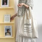 Lettering Canvas Tote Bag Attitude - Beige - One Size
