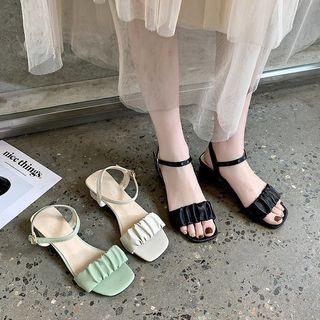 Shirred Chunky Heel Sandals