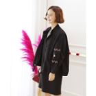Stand-collar Embroidery Zip-up Jacket
