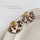 Leopard Print Faux Leather Alloy Earring