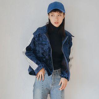 Color-block Velvet Jacket